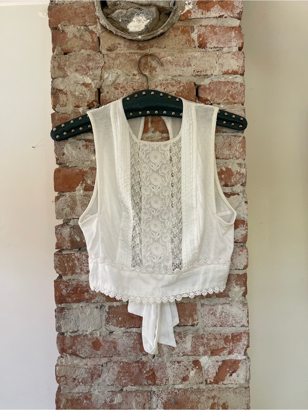 Urban Outfitters White Lace-Back Tie Detail Crop Camisole